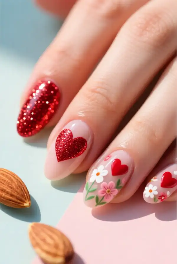 Almond Nails for Valentine’s