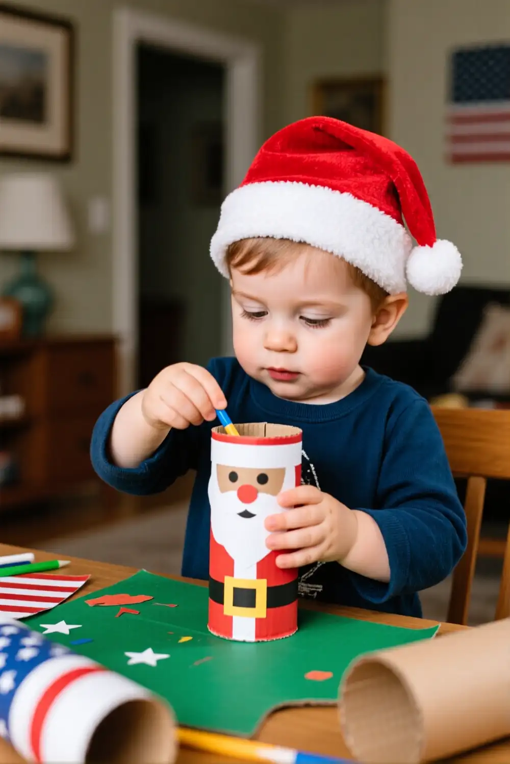 Cardboard Roll Santa