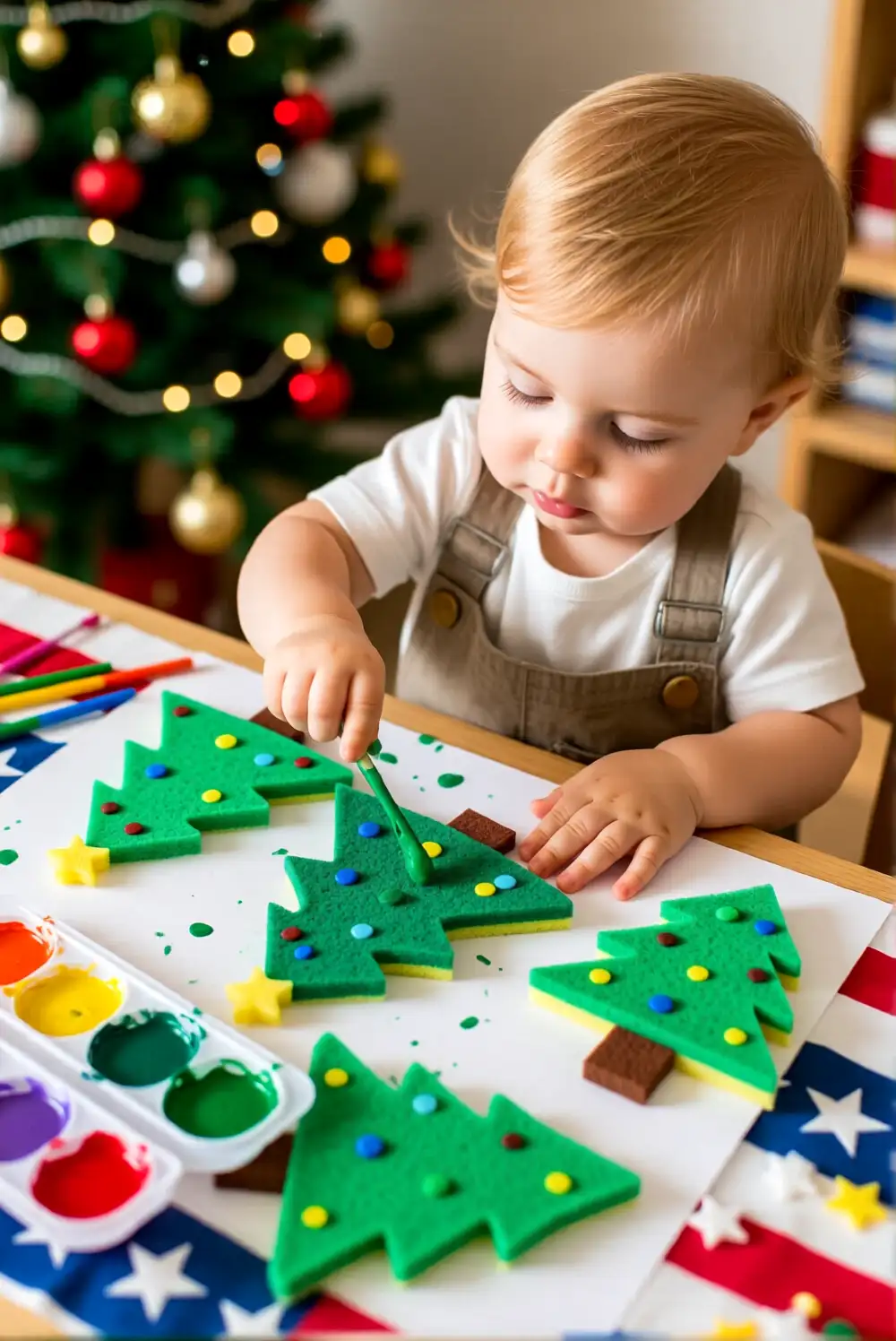 Christmas Tree Sponge Painting
