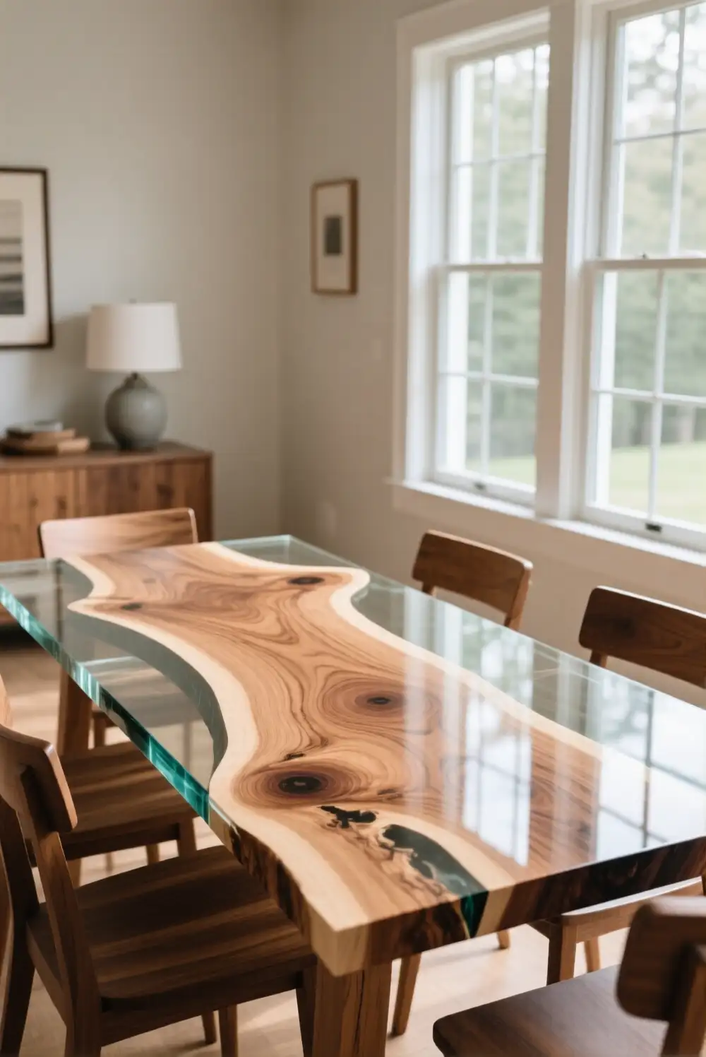 Clear Epoxy Wood Slab Table