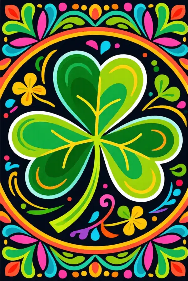 Folk Art Style Shamrocks