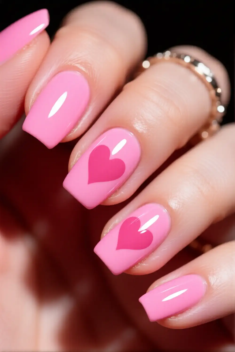 Glossy Candy Pink Nails