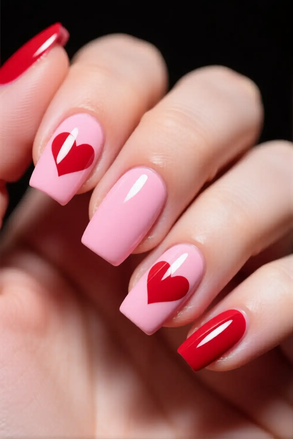 Heart Filled Accent Nails