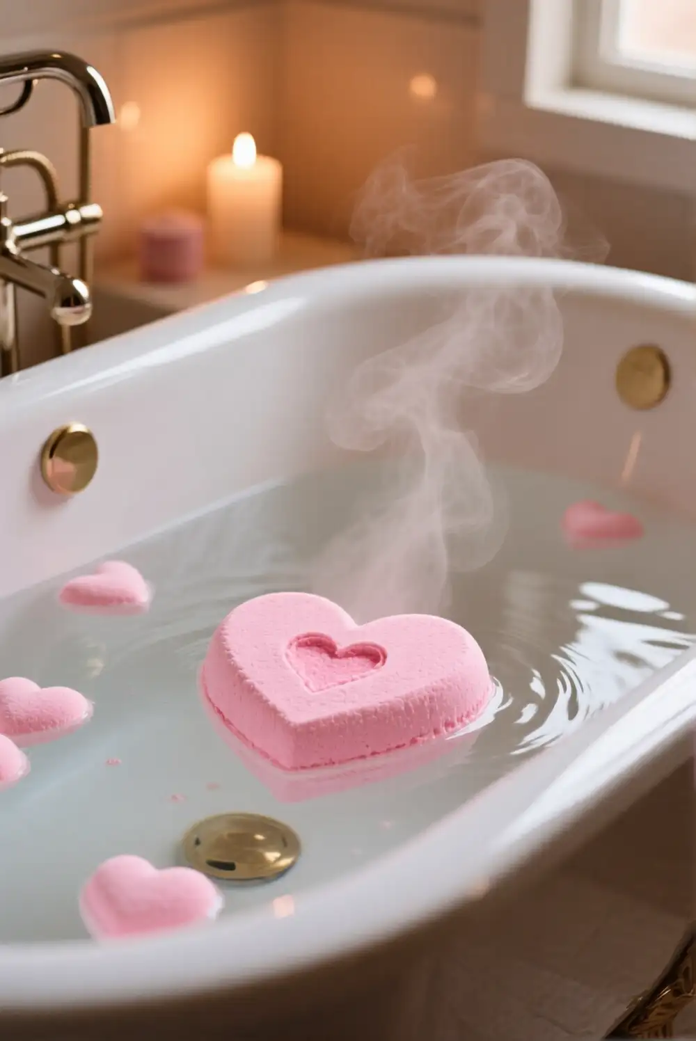 Heart-Shaped Pink Bath Bomb