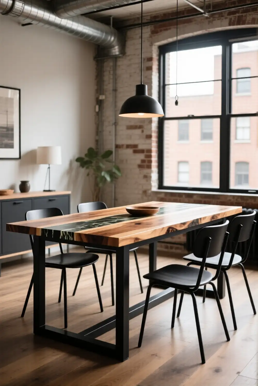 Metal Base Epoxy Dining Table