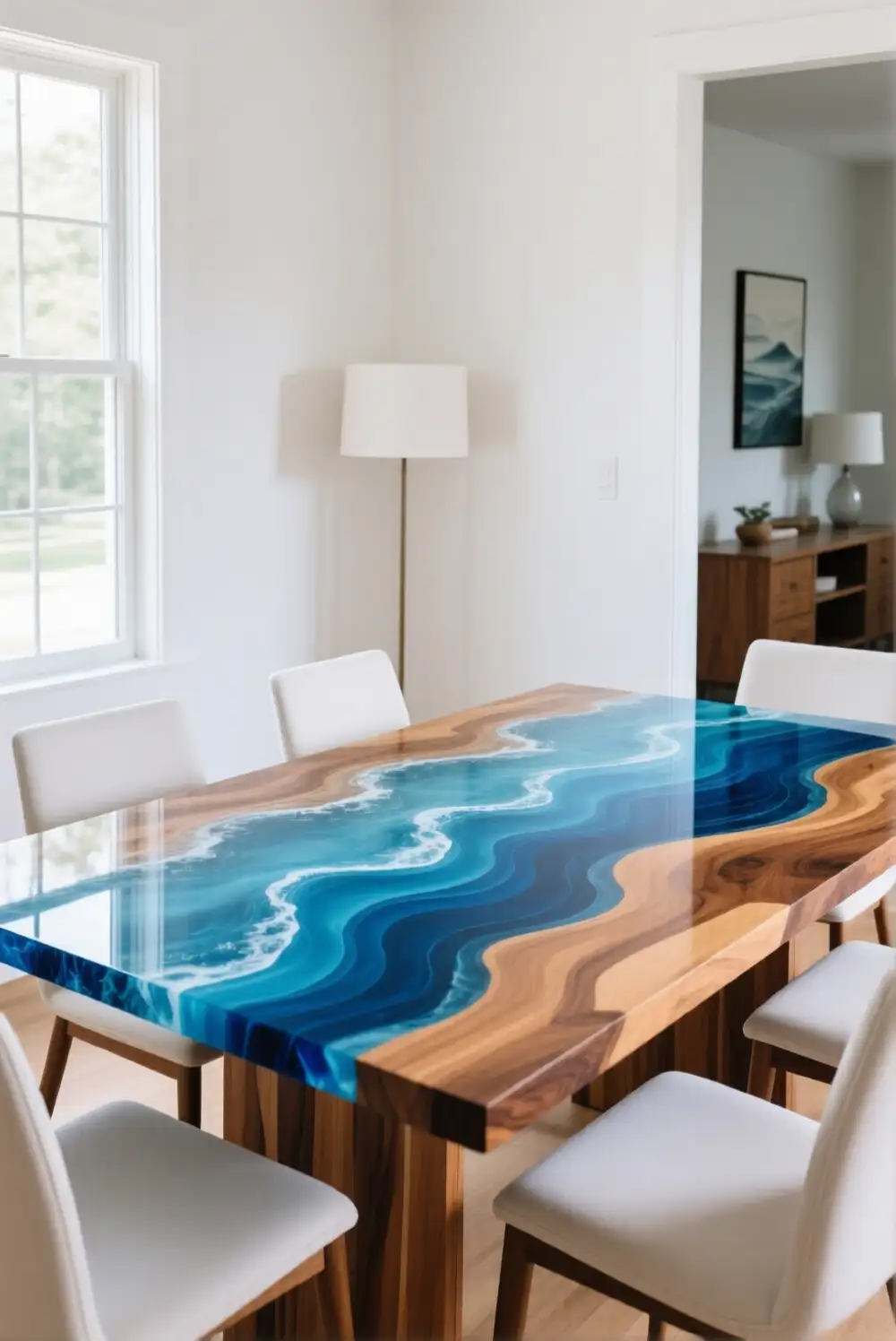 Ocean Blue Epoxy Dining Table