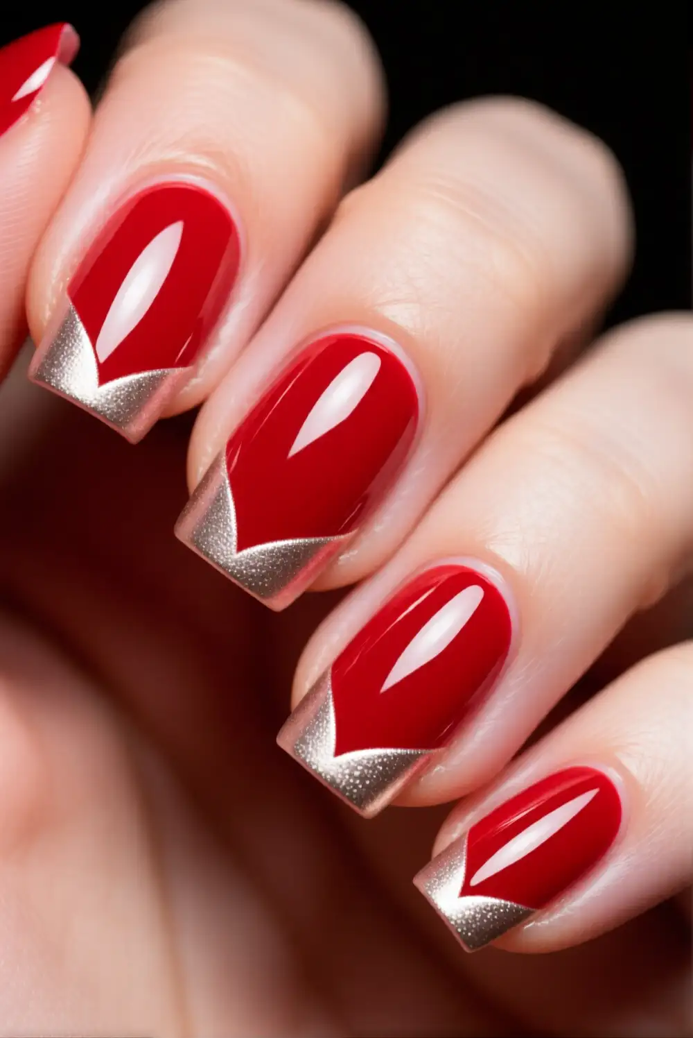 Red French Filled Base Nails