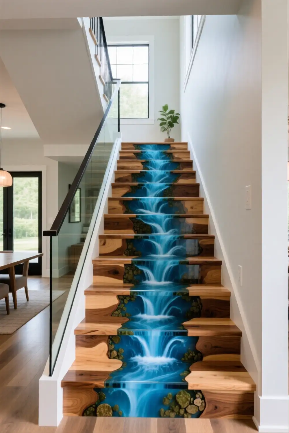 River Effect Epoxy Stairs