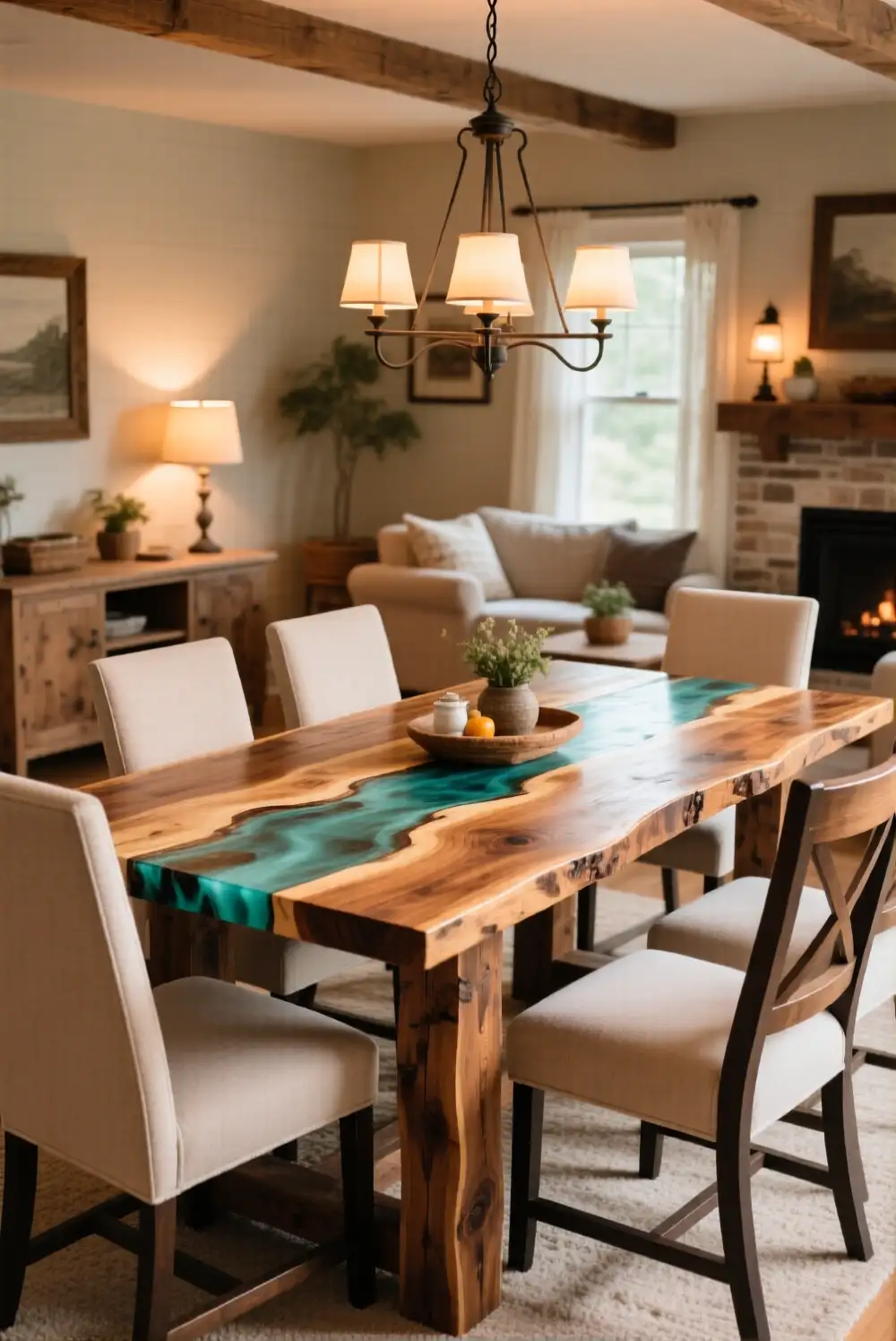 Rustic Epoxy Farmhouse Table