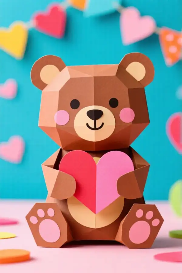 Simple Paper Valentine Bear Craft