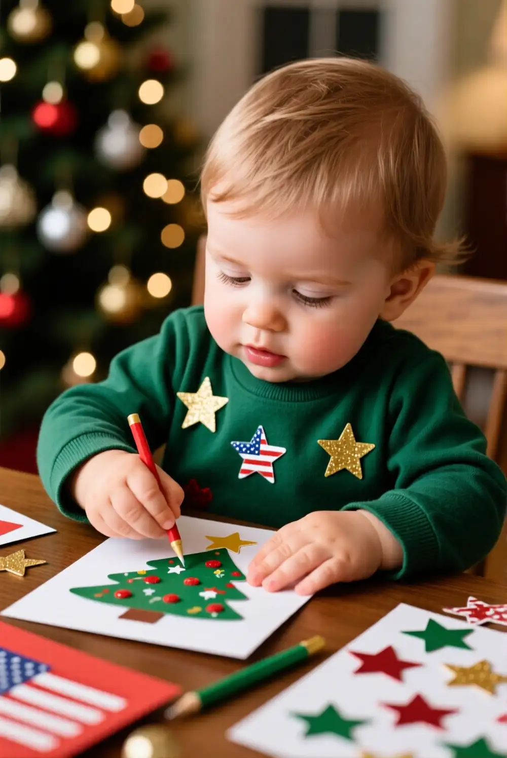 Star Sticker Christmas Cards