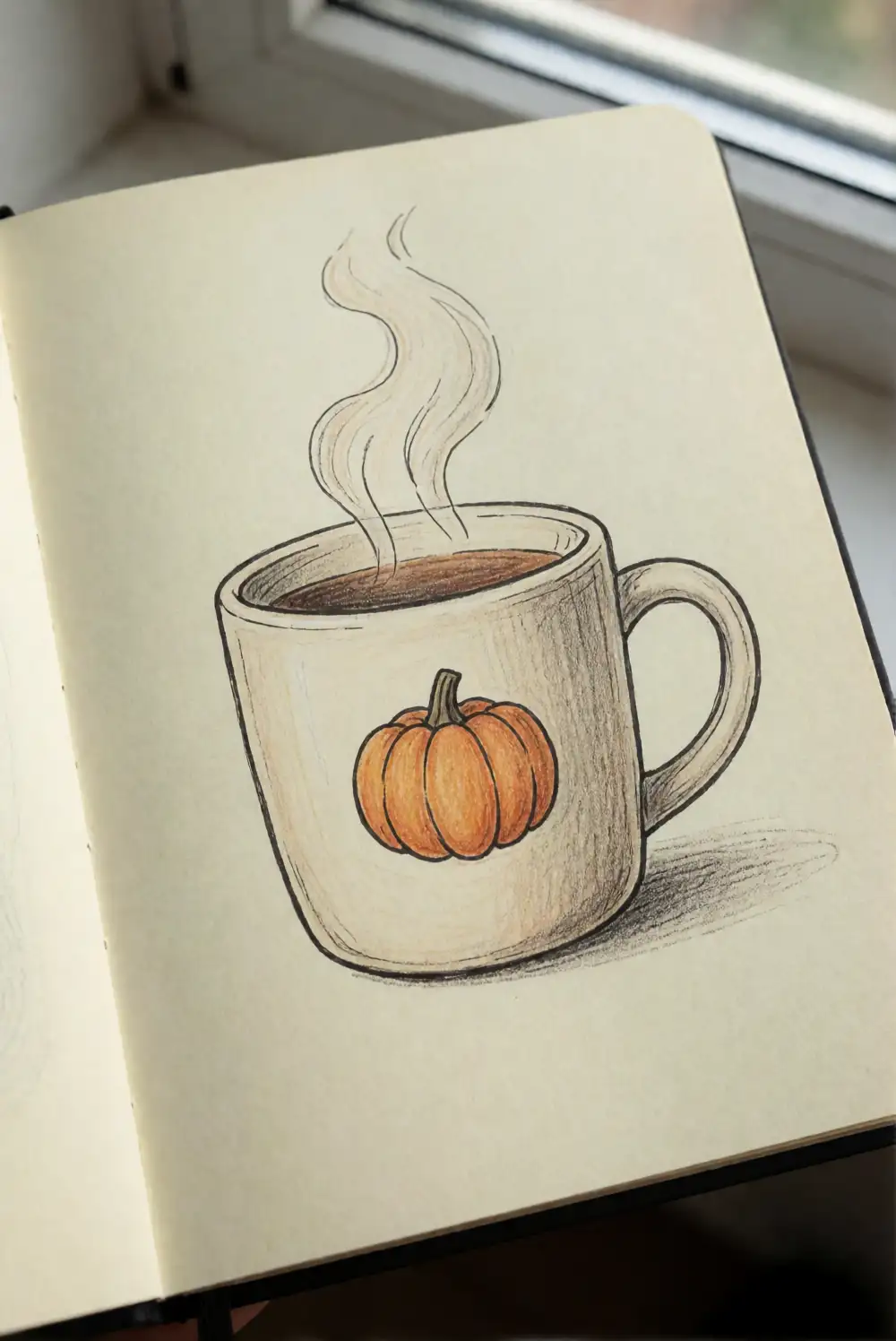 A Cozy Pumpkin Mug with Swirling Steam