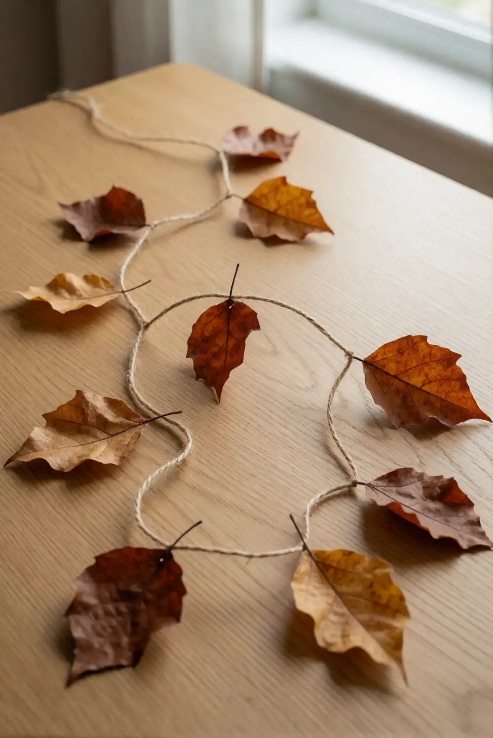 A Dried Leaf Garland for the Mantel