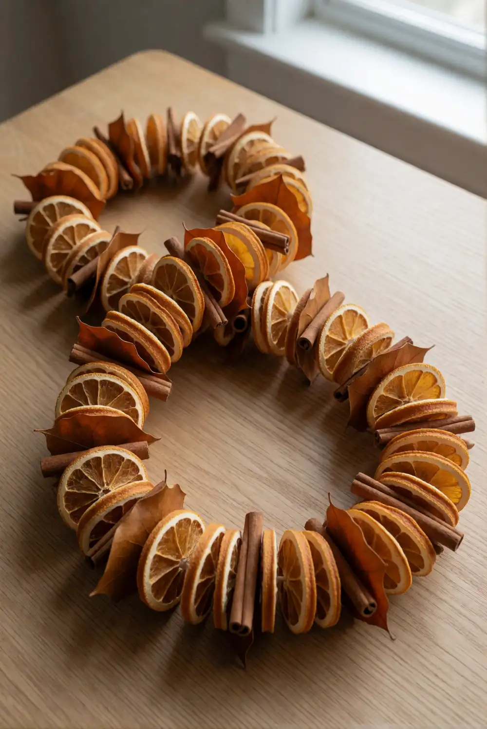 A Dried Orange and Leaf Garland
