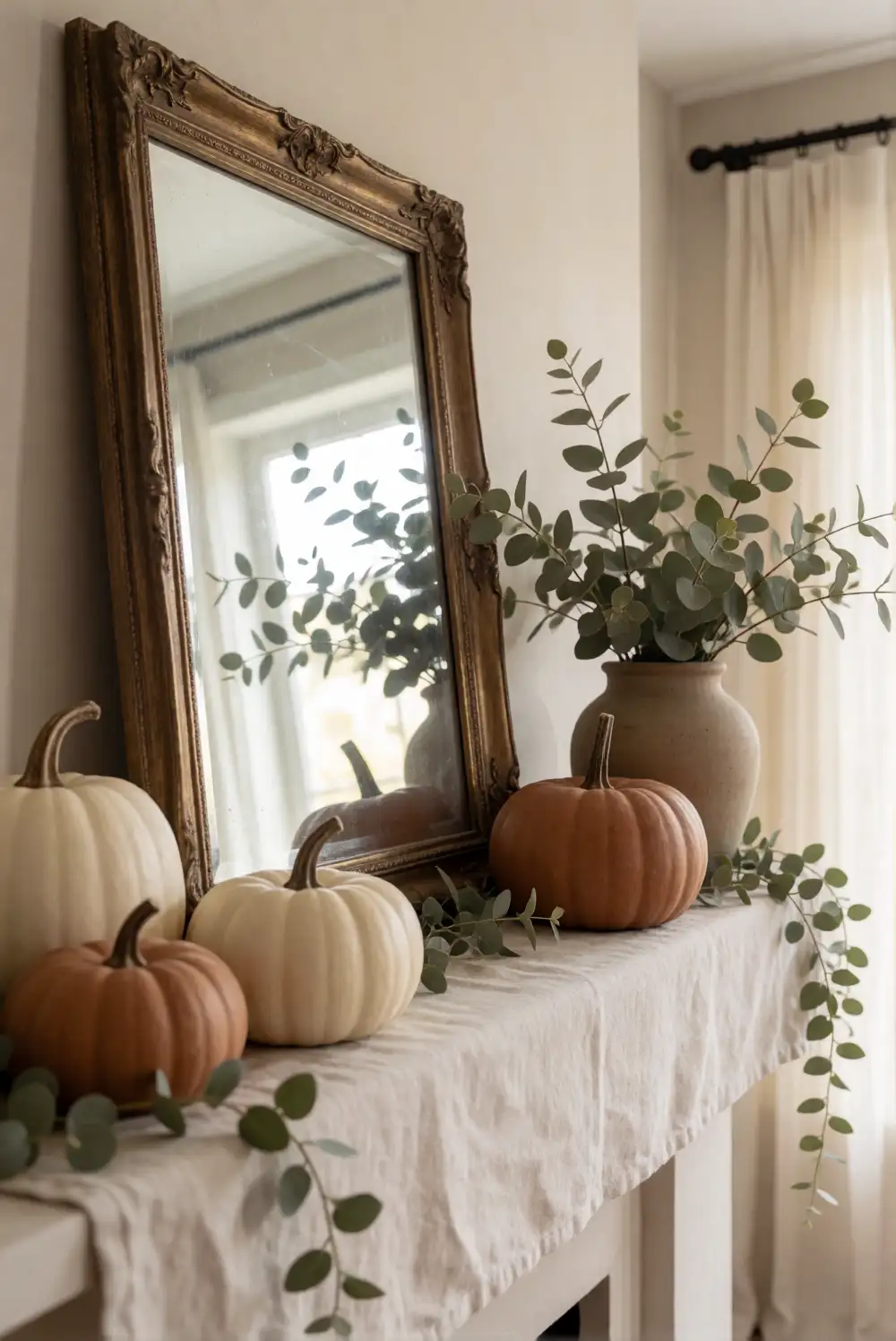 A Layered Pumpkin Mantel