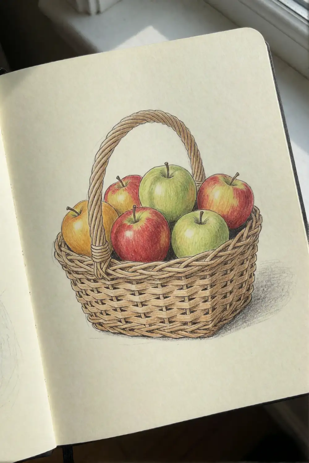 A Little Harvest Basket Filled with Apples