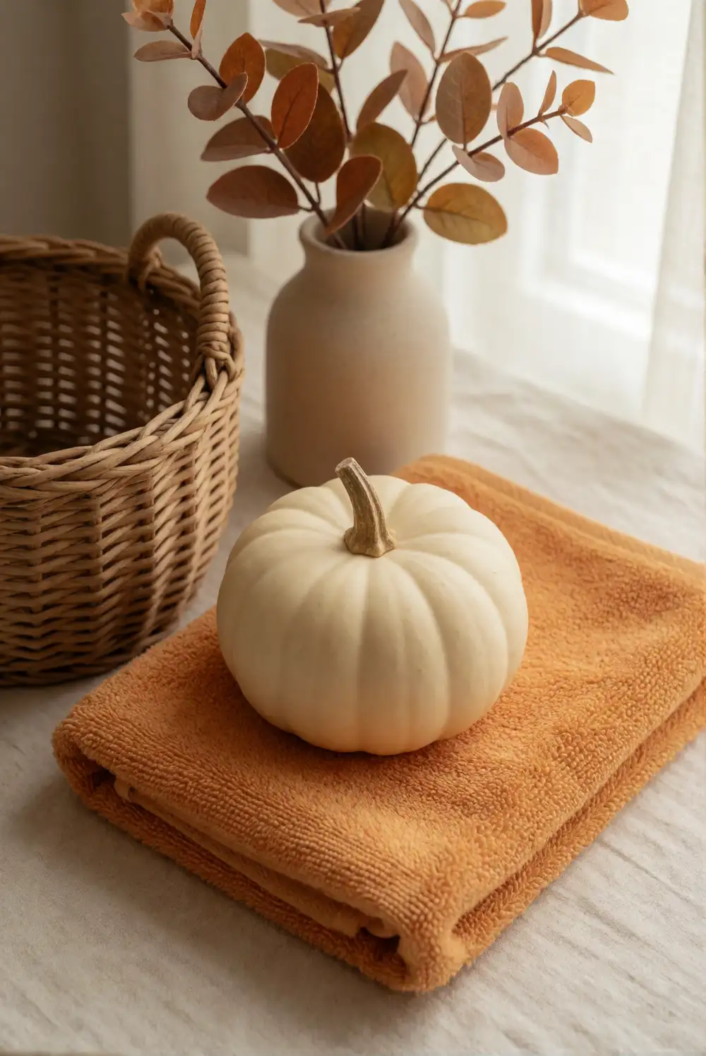 A Soft Autumn Touch on the Bathroom Shelf
