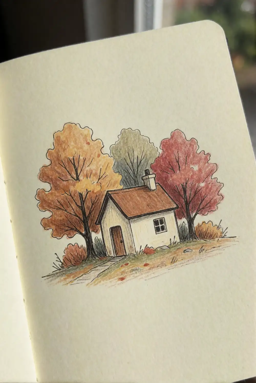 A Tiny Cottage Tucked Among Autumn Trees