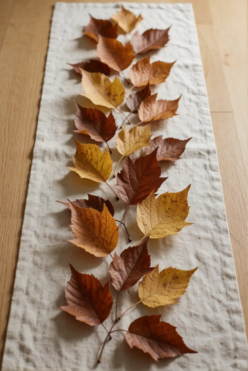 A Warm Foliage Runner Along the Dining Table