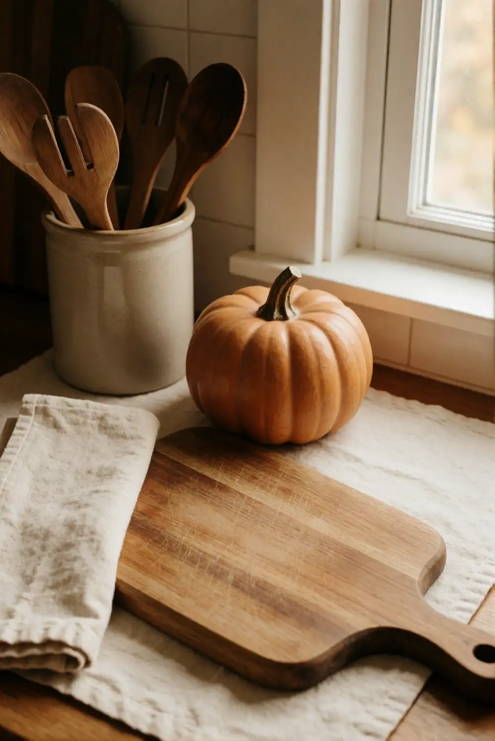 A Warm Pumpkin Kitchen Counter Vignette