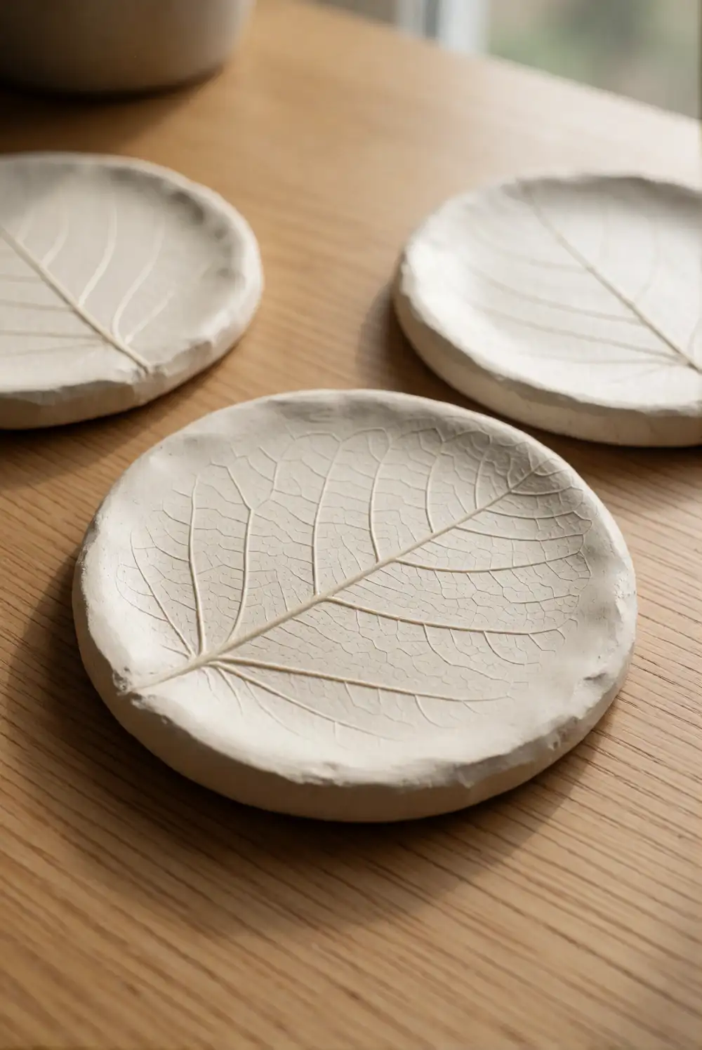 Air-Dry Clay Leaf Imprint Coasters