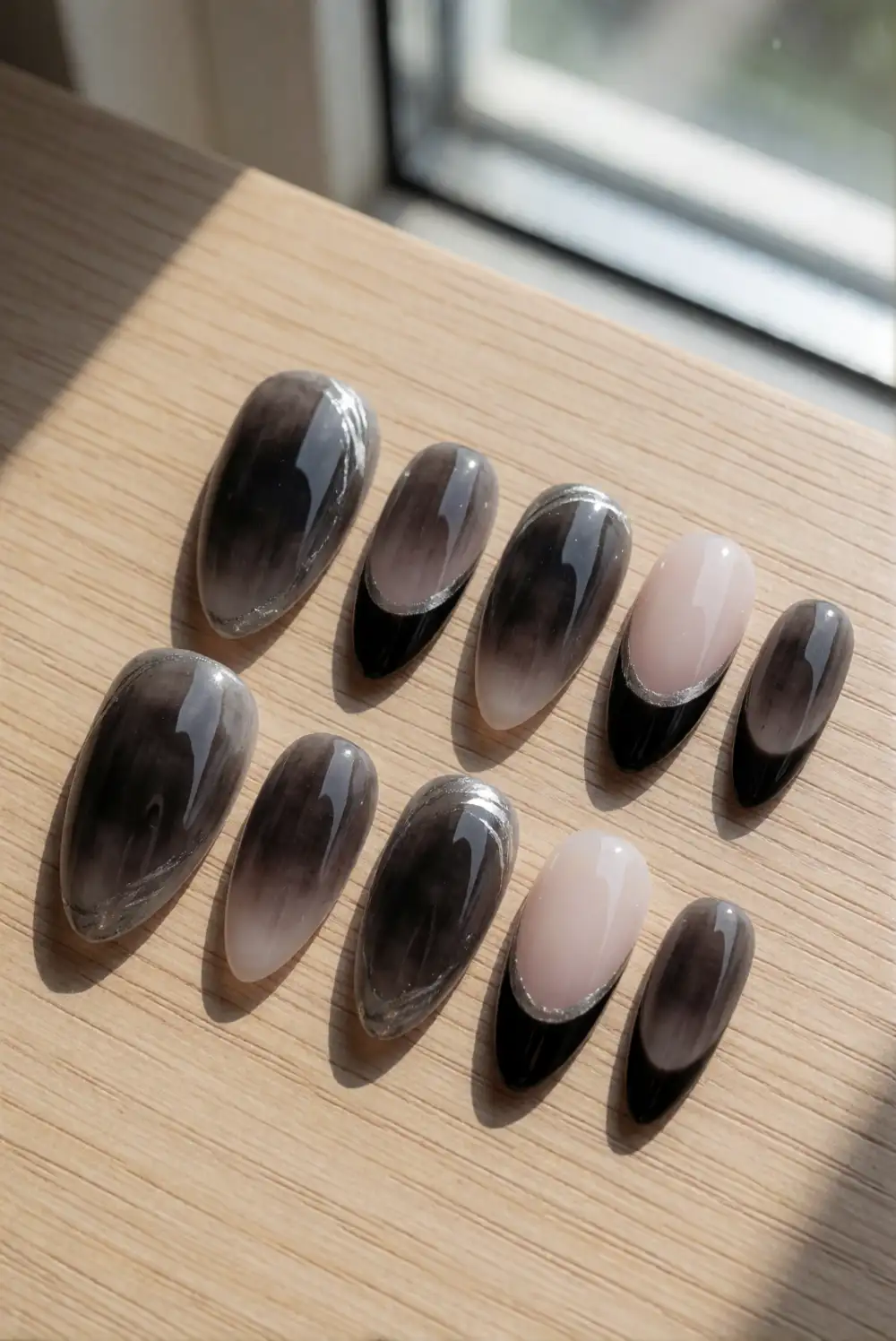 Almond Nails With Fine Side Webs