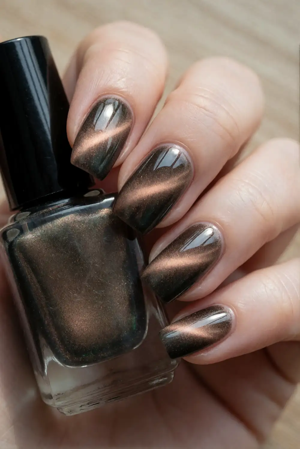 Amber Cat Eye Polish Nails