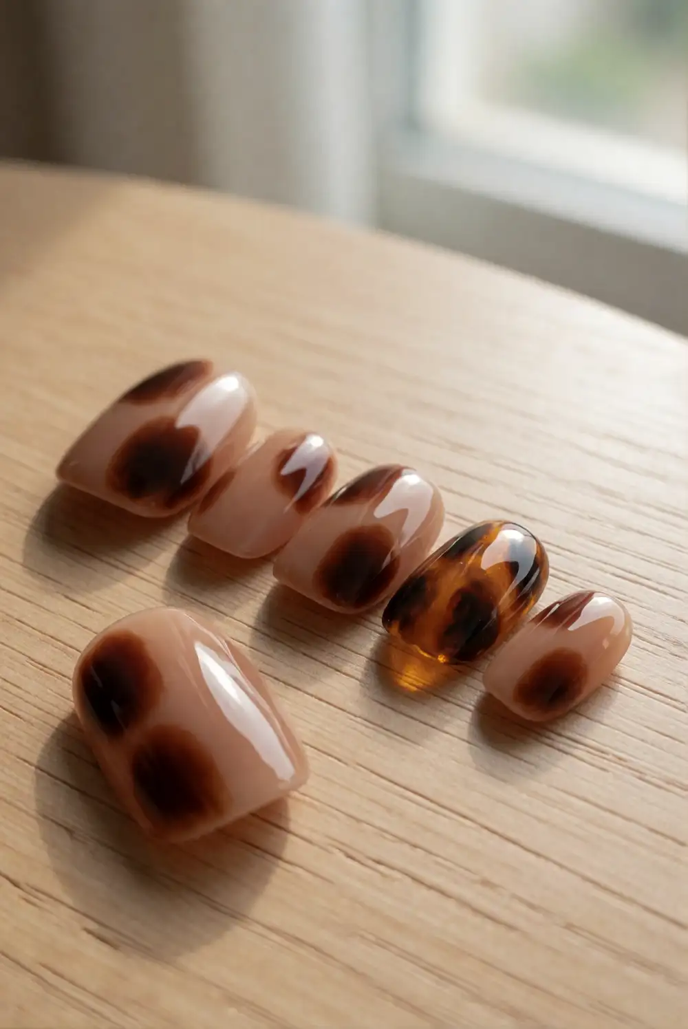 Amber Tortoiseshell Accent Nails