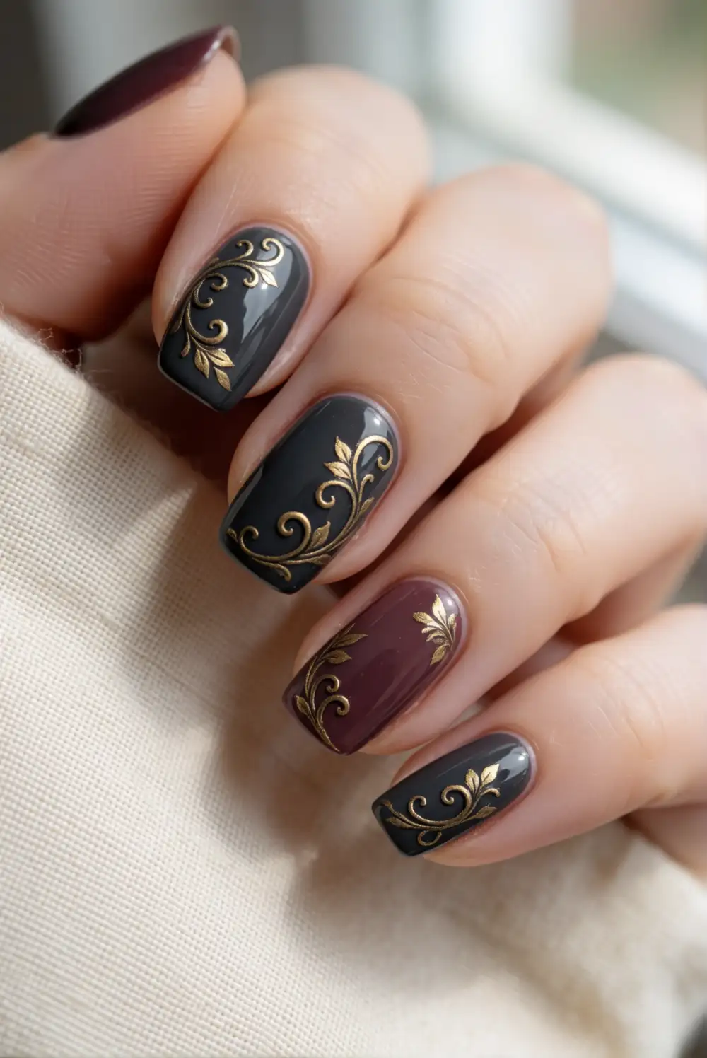 Antique Gold Filigree Nails