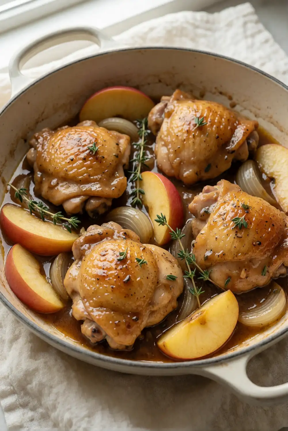 Apple Cider Braised Chicken Thighs