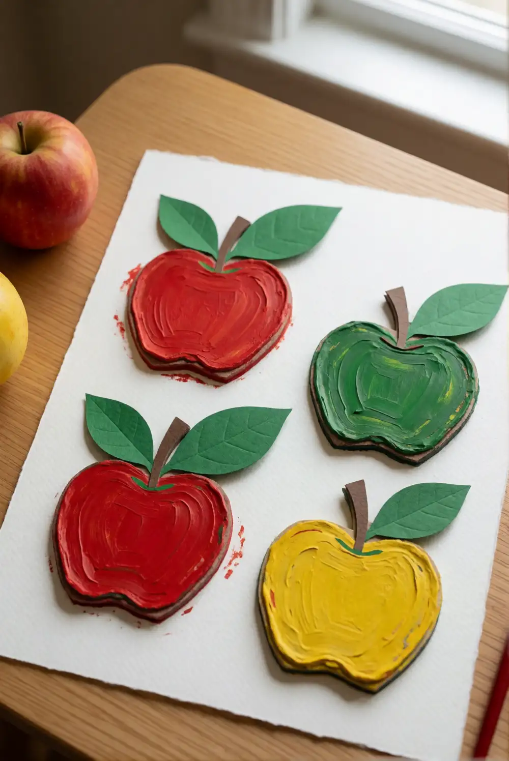 Apple Halves Painted Like Stamps
