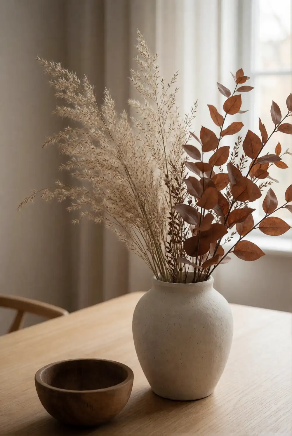 Arrange Dried Foliage in a Textured Ceramic Vase