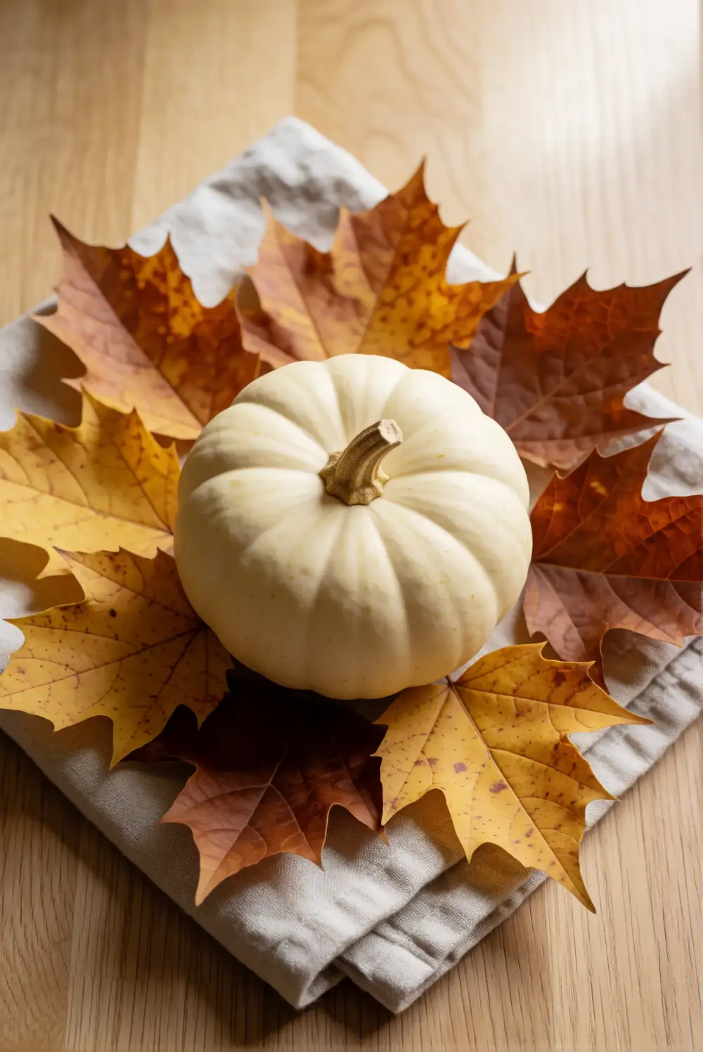 Arrange Leaves Around a Small Pumpkin
