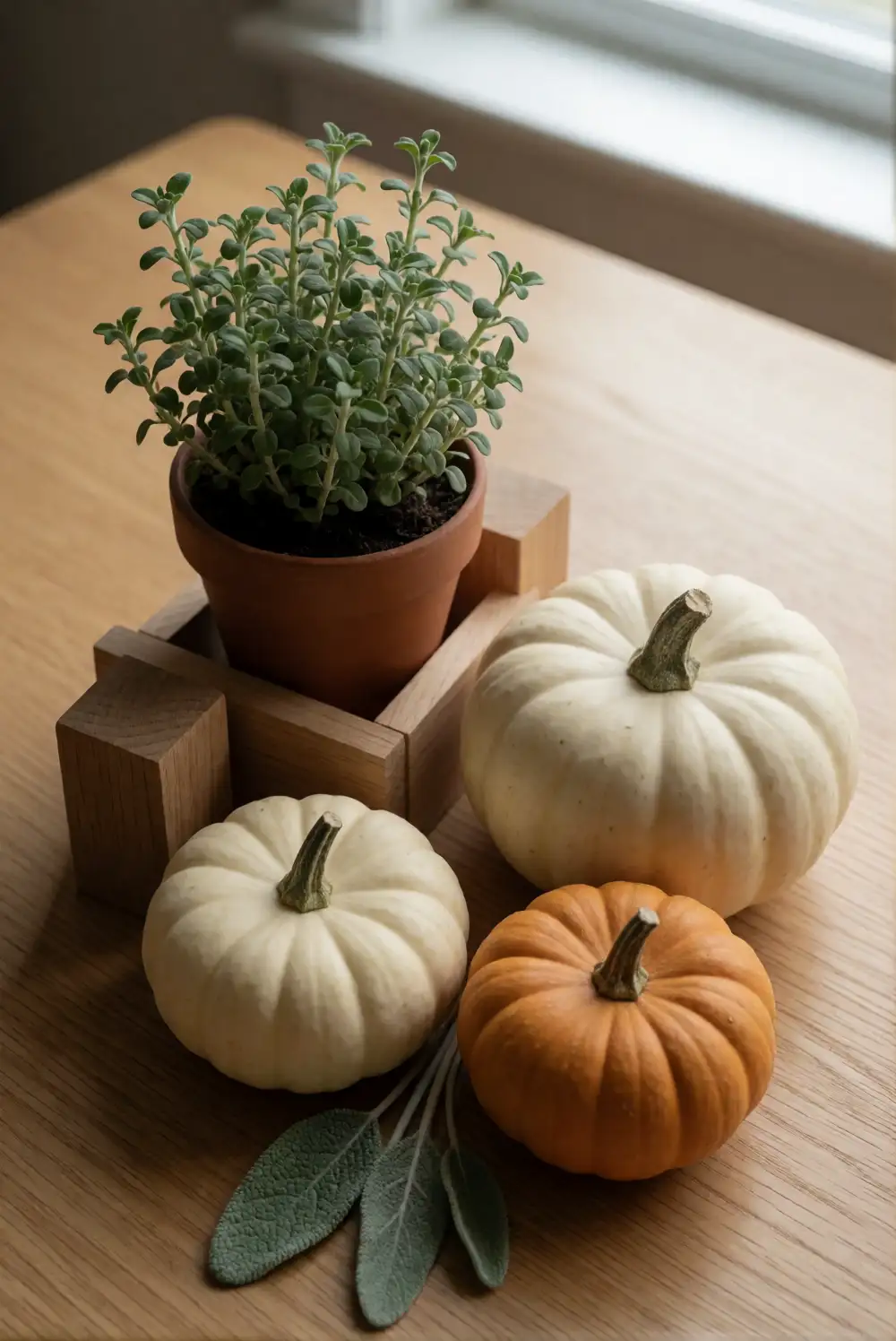 Arrange Mini Pumpkins on a Kitchen Windowsill