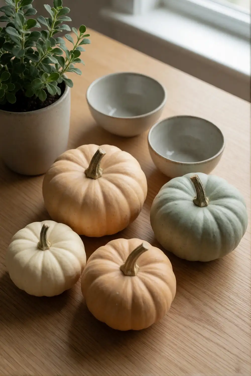 Arrange Mini Pumpkins on an Open Shelf
