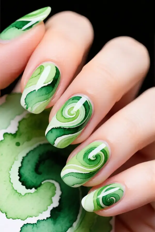 Artistic Watercolor Nails