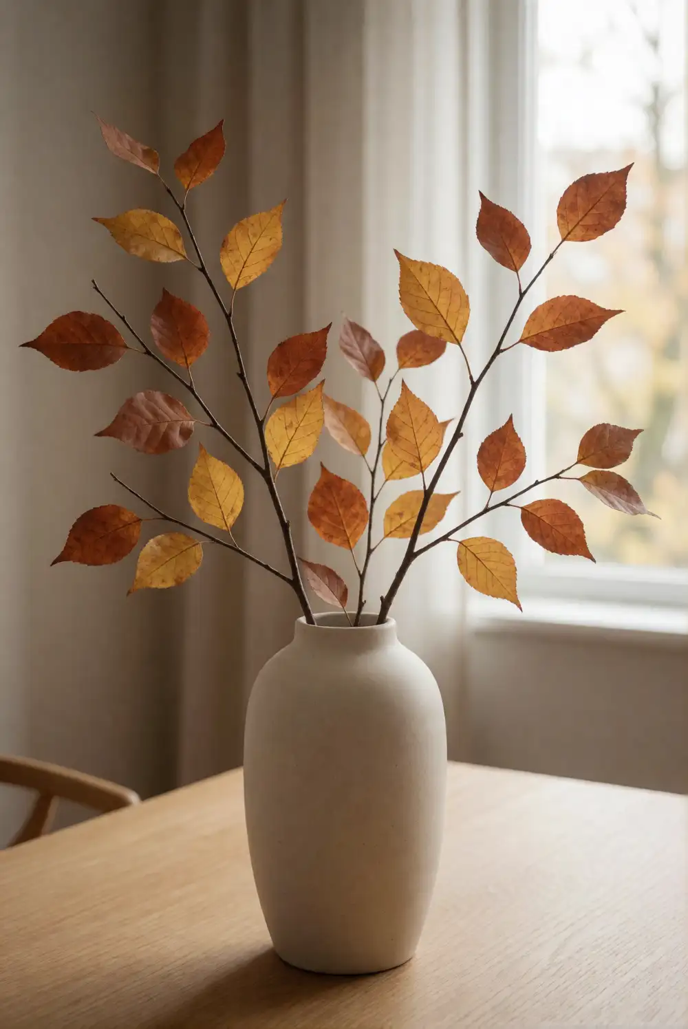 Autumn Branches in a Tall Ceramic Vase