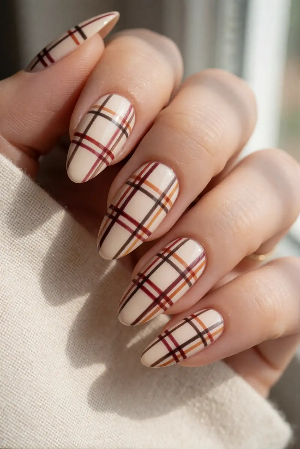 Autumn Plaid Nail Accents