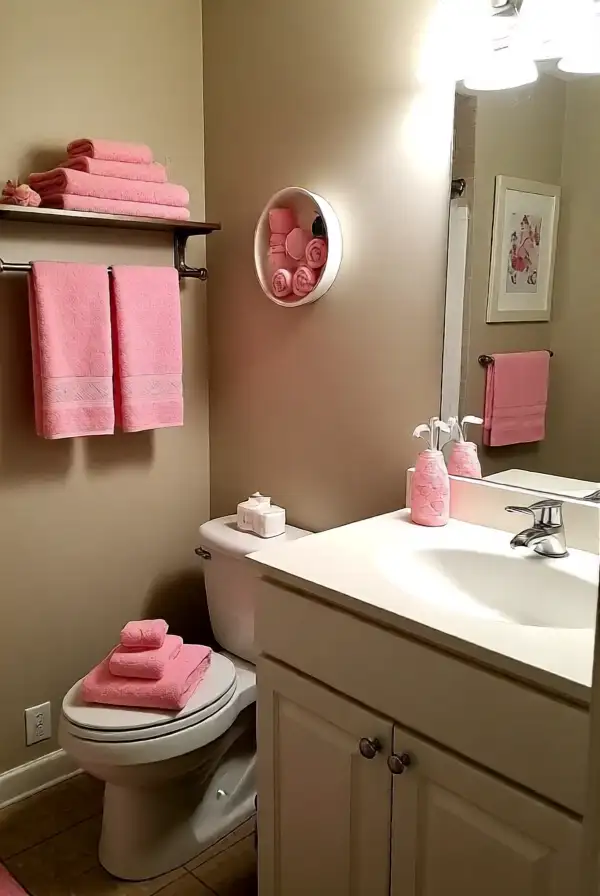Bathroom Bliss with Soft Pink Accents