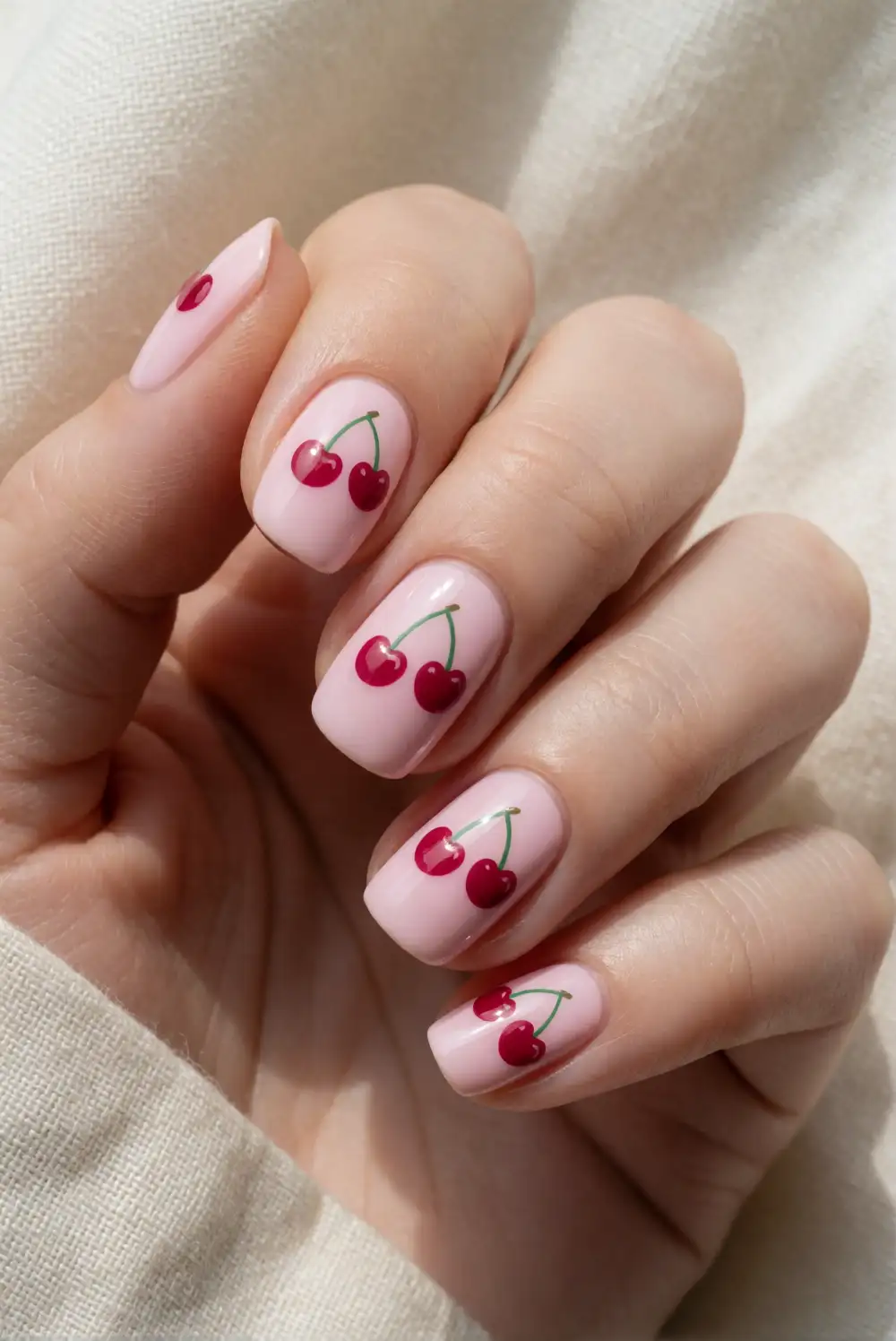 Berry Red Dripping Cherry Nails