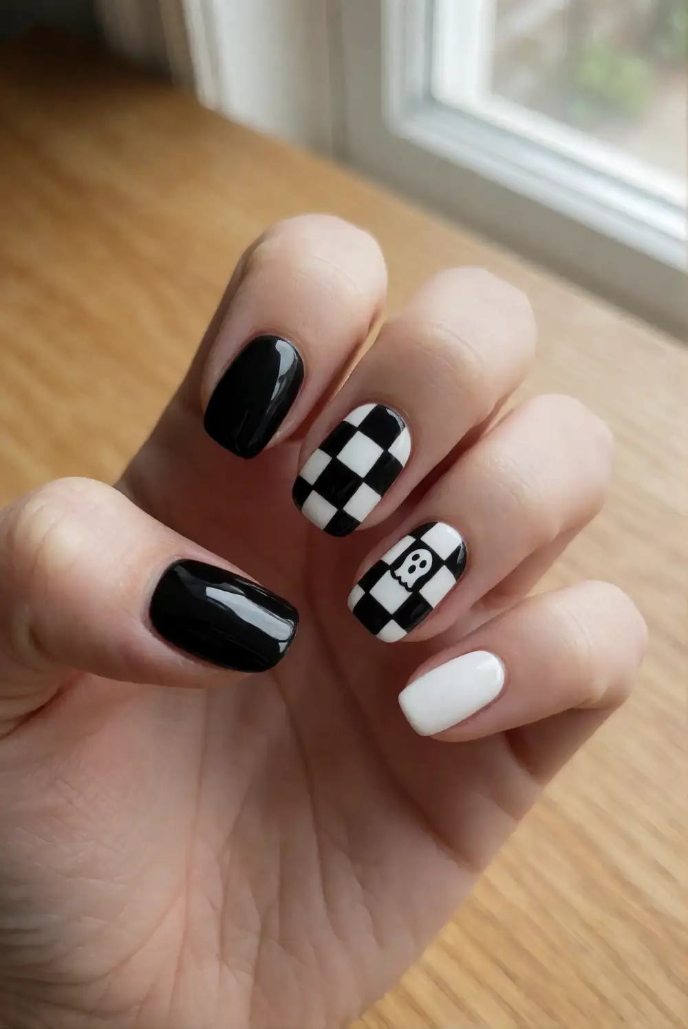 Black and White Ghost Checkerboard