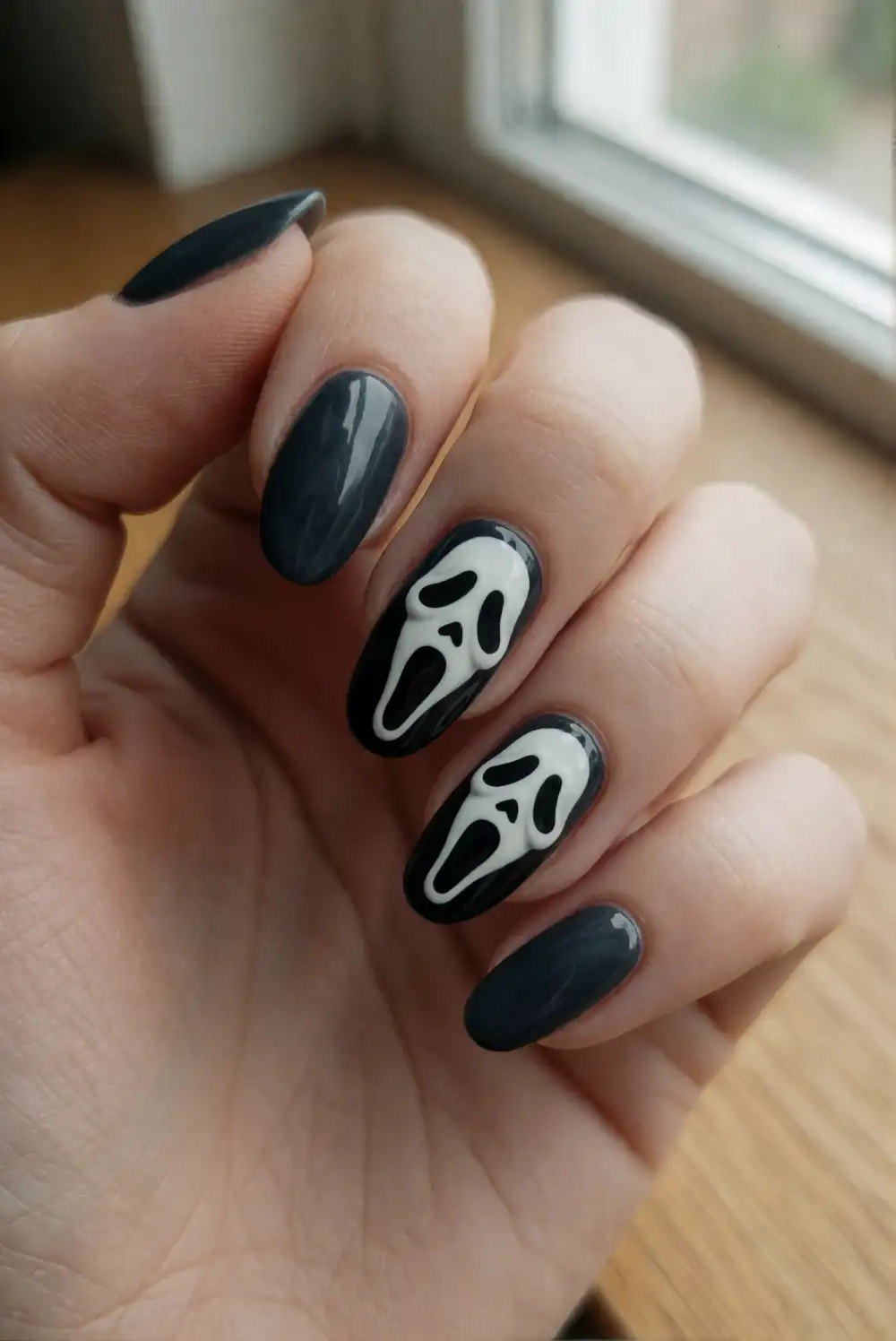 Black and White Mask Accent Nails