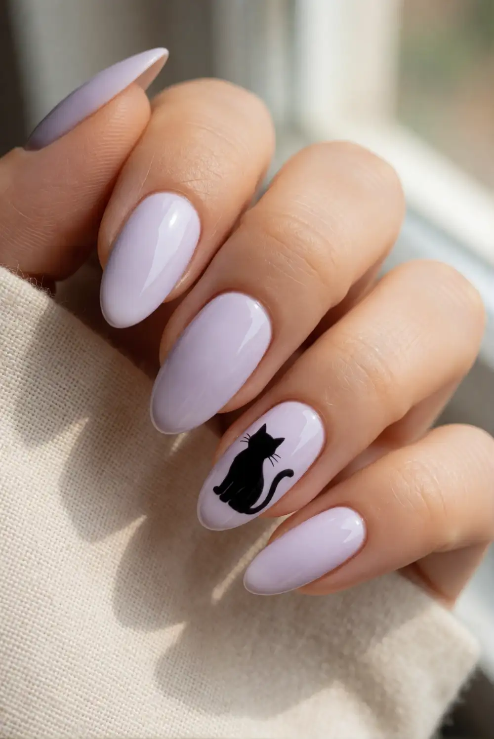 Black Cat Silhouette Nails