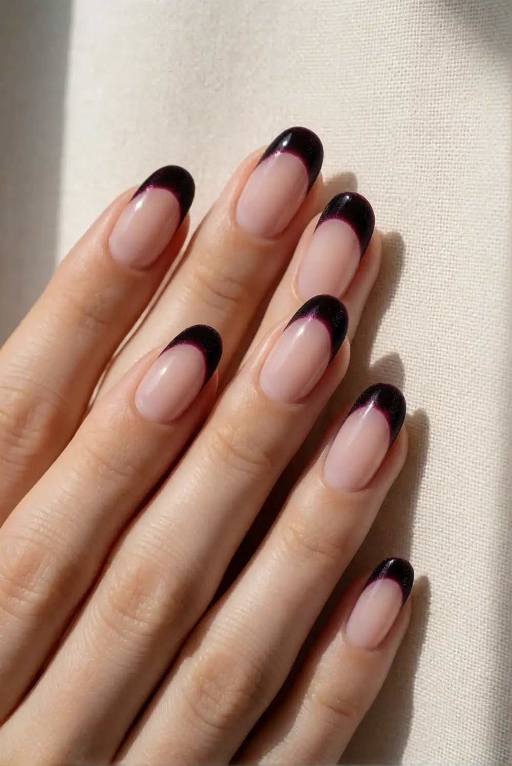 Black Cherry Velvet French Tips