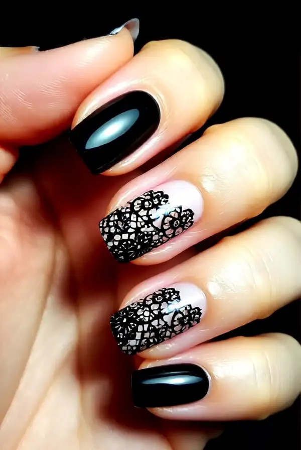 Black Lace Nail Art