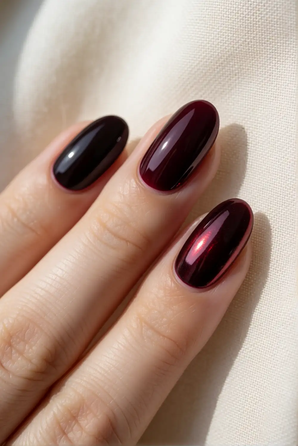 Blood Red Chrome Accent Nails