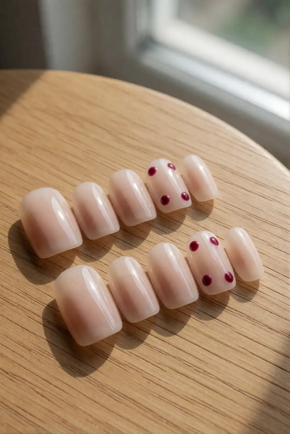 Blood-Red Dot Accent Nails