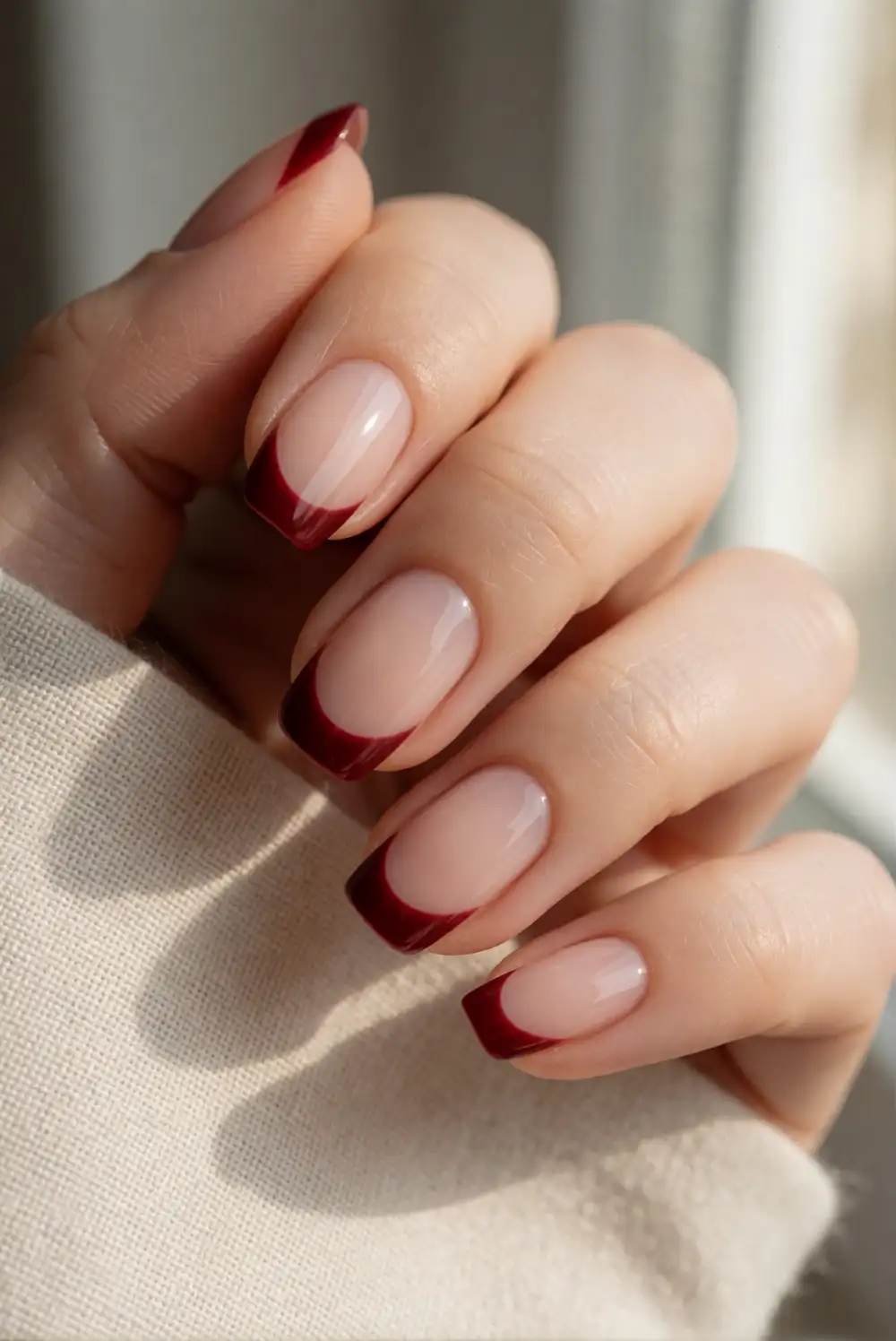 Blood Red French Tip Manicure