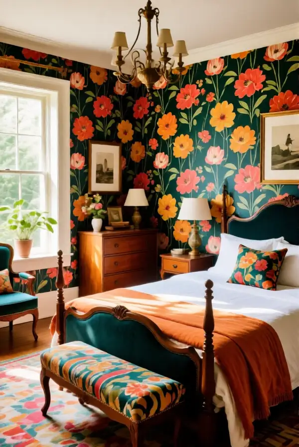 Bold Floral Wallpaper Accents