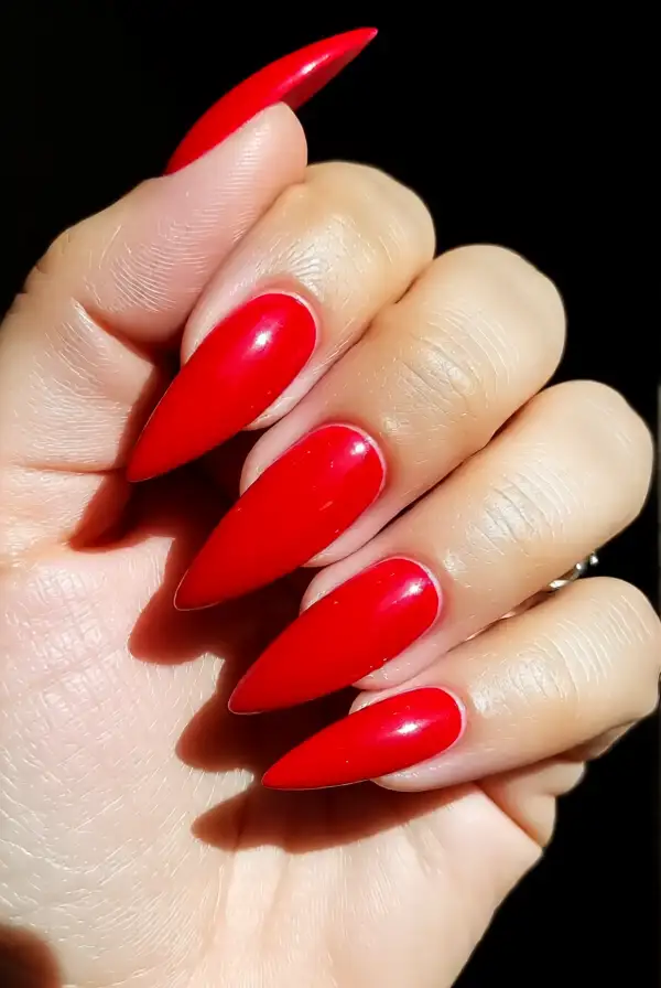 Bold Red Stiletto Nails